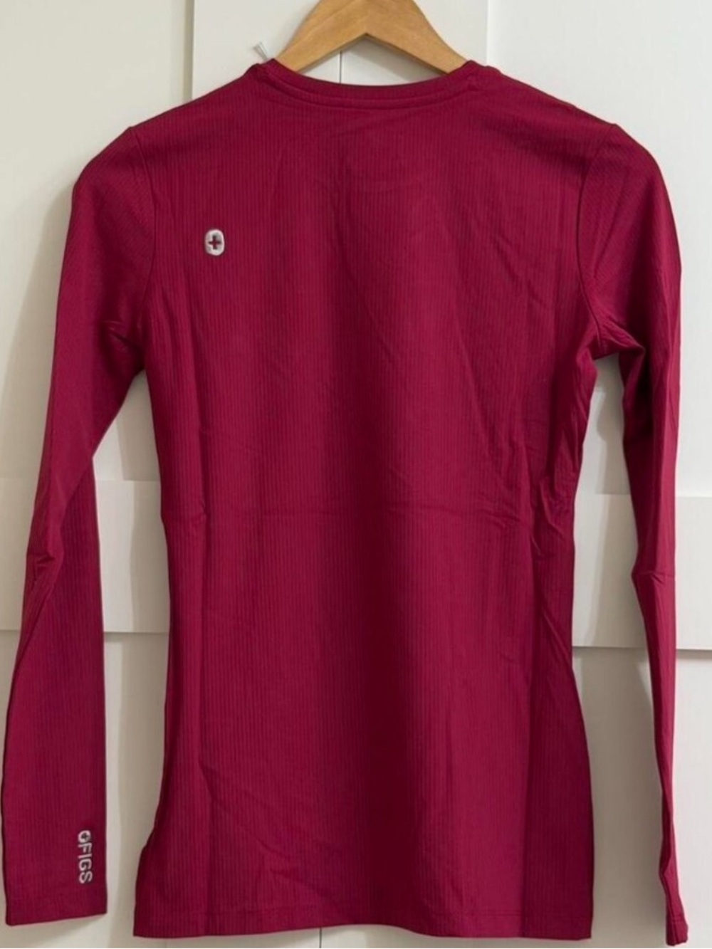 FIGS Long Sleeve Ribbed Top - Magenta